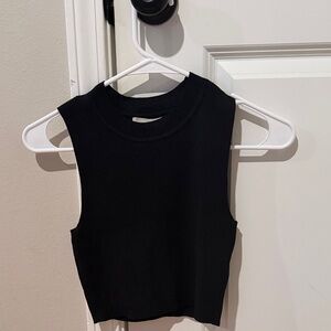 Elegant Black Ribbed Crop Top